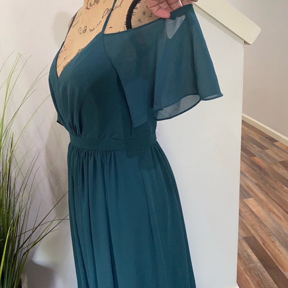 lulus cold shoulder maxi dress in emerald green - Picture 5 of 8
